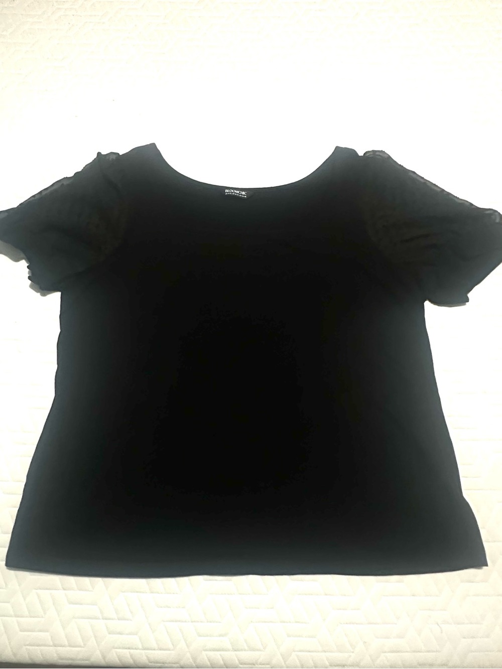 BloomChic Black Short Sleeve Top with Puff Sleeves
